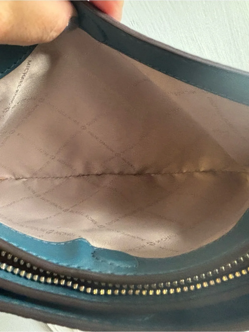 Michael Kors Blue Pebbled Leather Crossbody Bag with Silver Hardware
